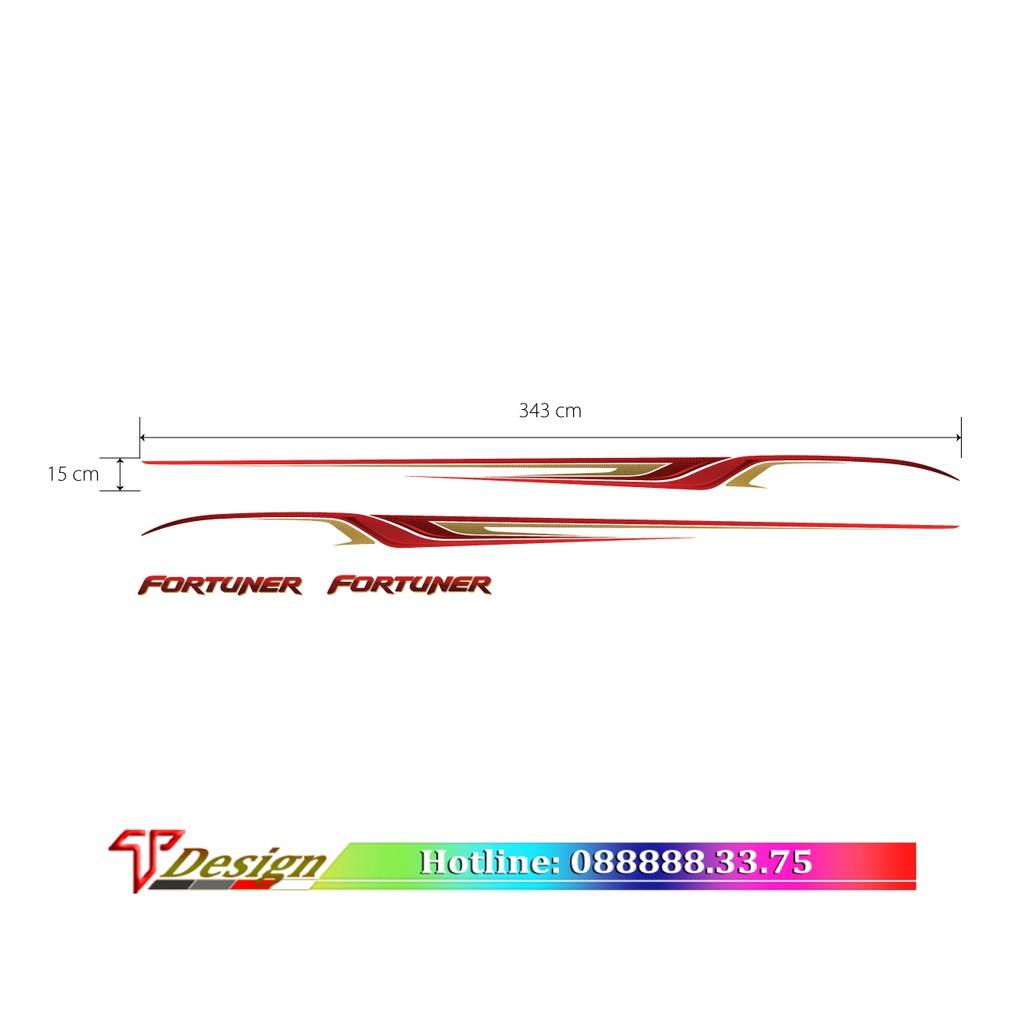 Bộ decal cho xe Fortuner, tem dán sườn cho xe SUV, tem thiết kế độc lạ WRAP 82, KT 343x15cm