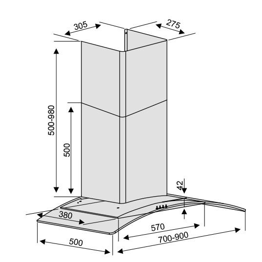 Máy hút mùi Lorca Ta-2006B kích thước kính 70cm - Hàng chính hãng