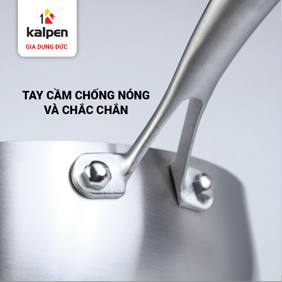 Chảo Inox 3 lớp đúc liền khối miệng rót Kalpen Zenger 26cm, bảo hành 5 năm - Hàng chính hãng