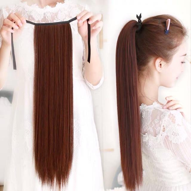 BUỘC TÓC GIẢ THẲNG 4 MÀU DÀI 45,55,65,70CM CÓ SẴN