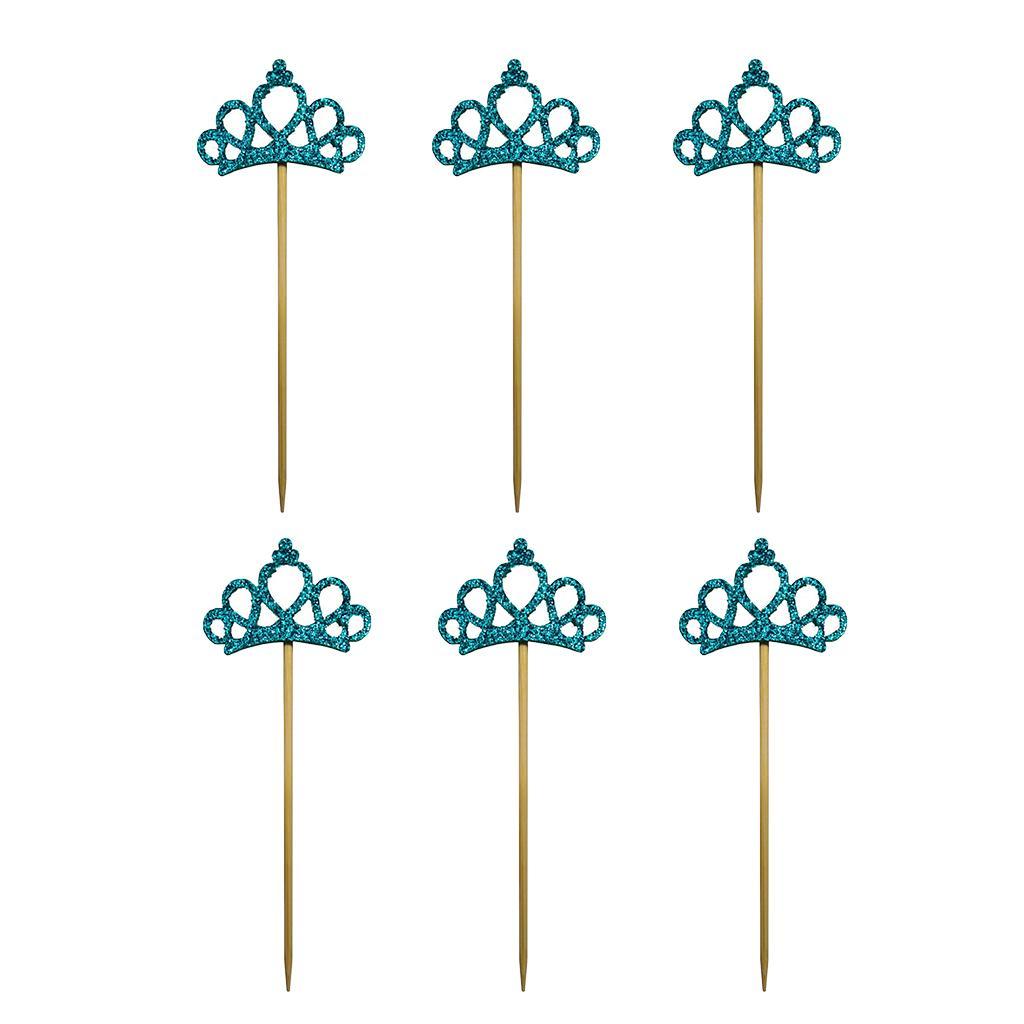 6 Pieces/set Felt Crown Shape Cake Toppers Baby Shower Birthday Wedding Cake Picks Cake Centerpieces