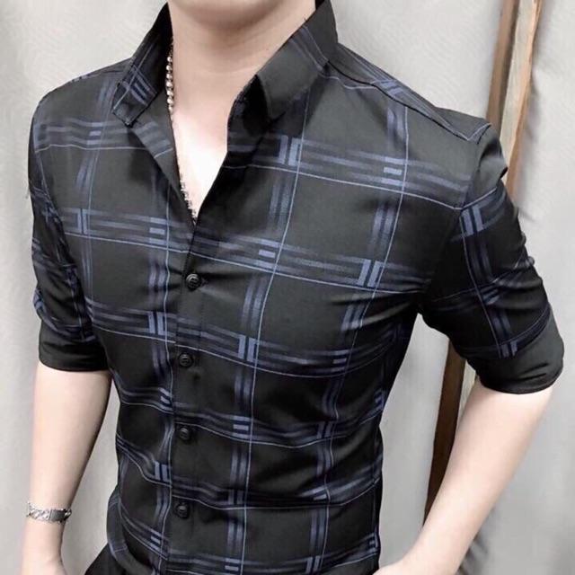 Áo sơ mi nam thời trang sọc caro đôi to