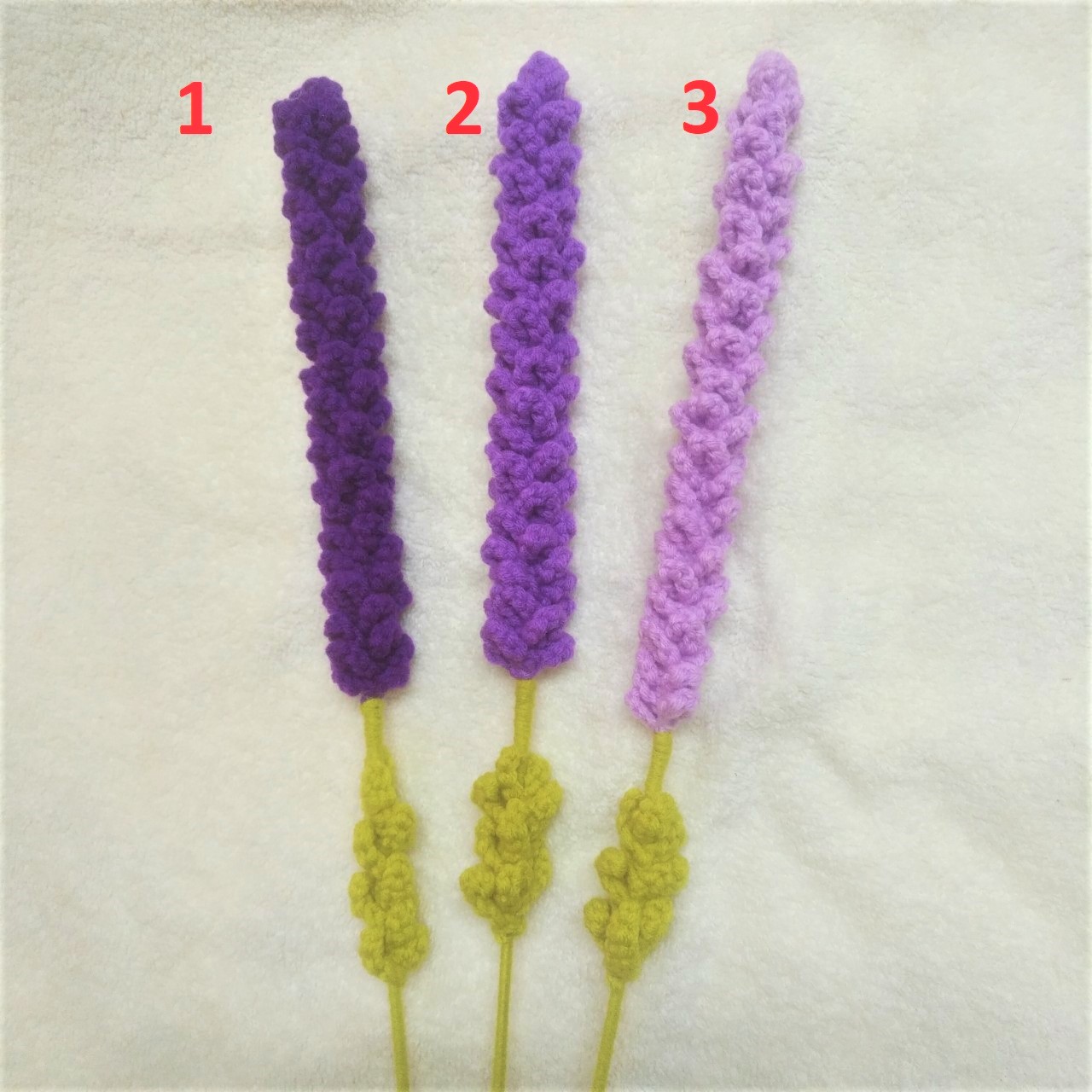 Combo 5 cành hoa LAVENDER chất liệu sợi len, hàng đan thủ công chiều dài 40cm được quấn len nguyên cành lá và hoa