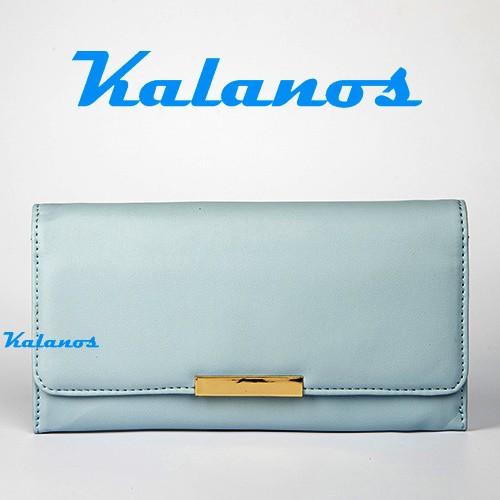 Ví dài nữ cẩm tay nhiều ngăn đẹp Kalanos KBNU2100-Xanh, bóp ví da nữ giá rẻ thời trang màu xanh nhạt