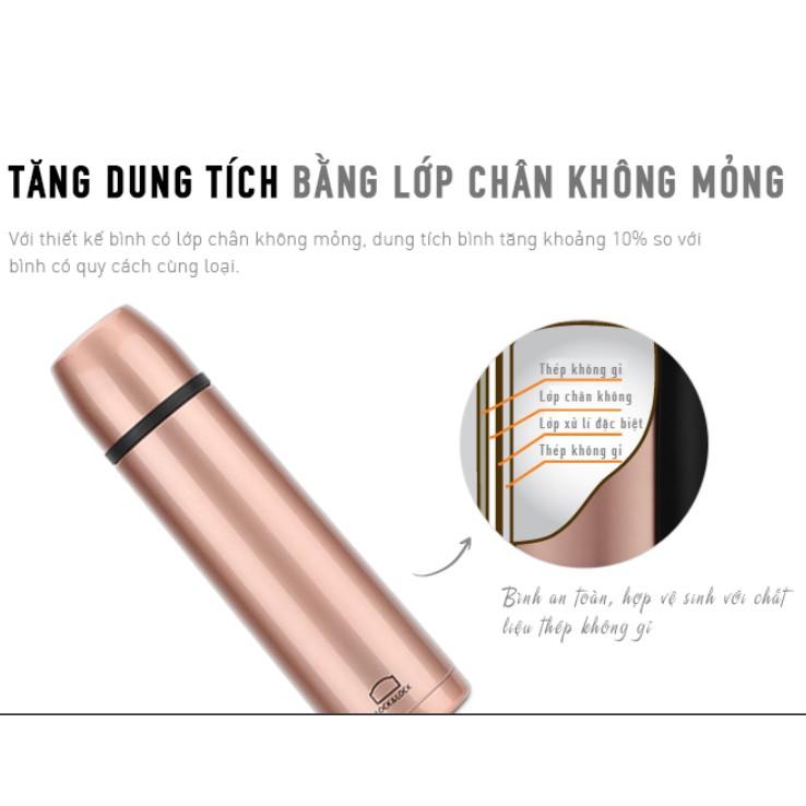 Bình giữ nhiệt Lock&Lock 500ml Vienna LHC1430 - Hàng chính hãng, miệng bình rộng, nắp dùng làm cốc nước uống - Hapos