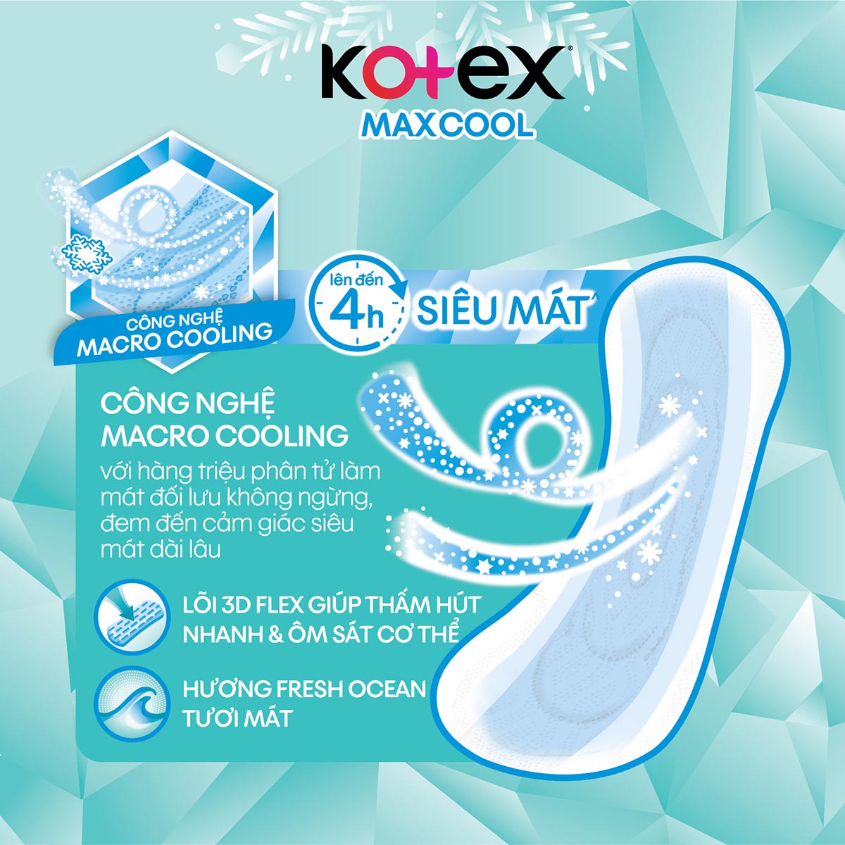 Băng Vệ Sinh Kotex Max Cool Siêu Mỏng Không Cánh 23cm 8 miếng