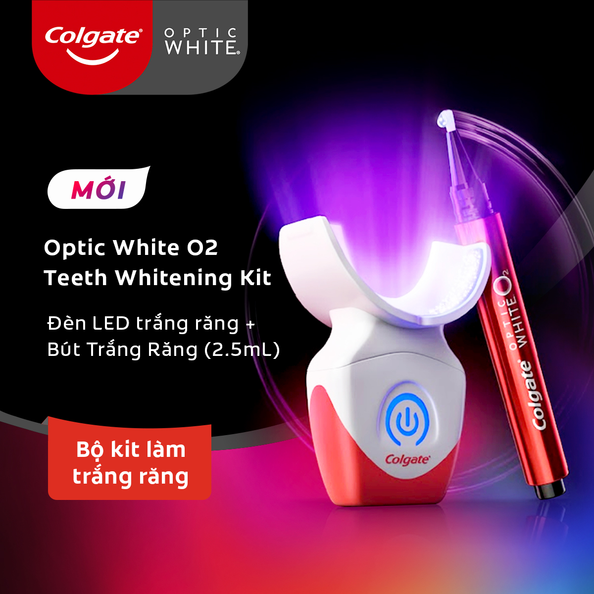 Bộ Kit làm trắng răng Colgate Optic White O2 an toàn tại nhà, không ê buốt