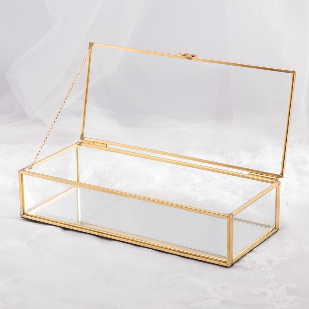 Glass Vintage Jewelry Box Geometric Jewelry Display Organizer Keepsake Box Case