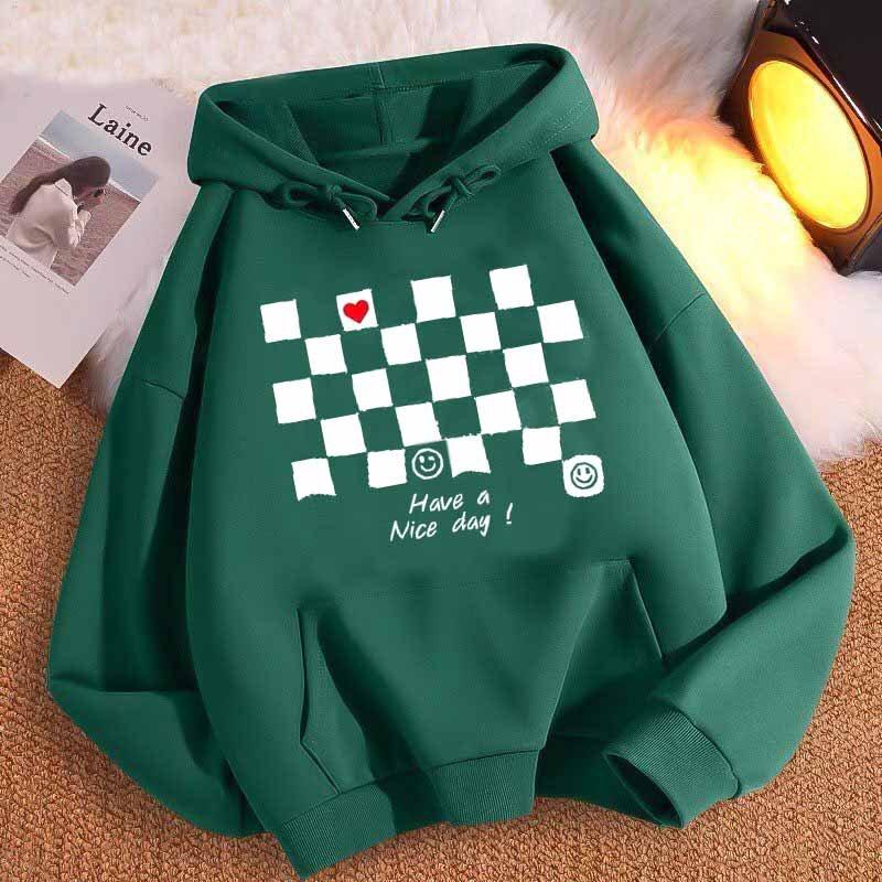 Hot Áo Hoodie bàn cờ 2 màu Xanh rêu, đen chất liệu nỉ bông siêu ấm Mẫu Trend 2023 fom rộng nam nữ.