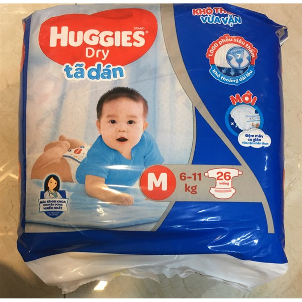 Tã dán HUGGIES hương tràm trà M26 - cho bé 6-11kg