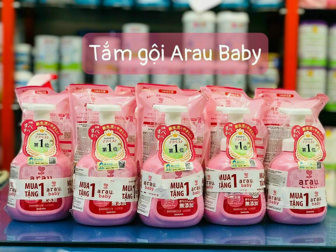 Combo sữa tắm gội toàn thân Arau Baby 450ml (01 chai + 01 túi)