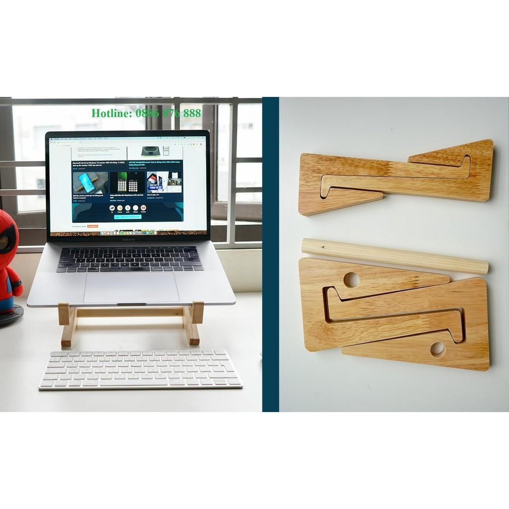 Giá đỡ laptop gỗ kiêm đế kê tản nhiệt cho laptop, macbook bằng gỗ loại 1 tầng bền rẻ đẹp (Nhiều loại)