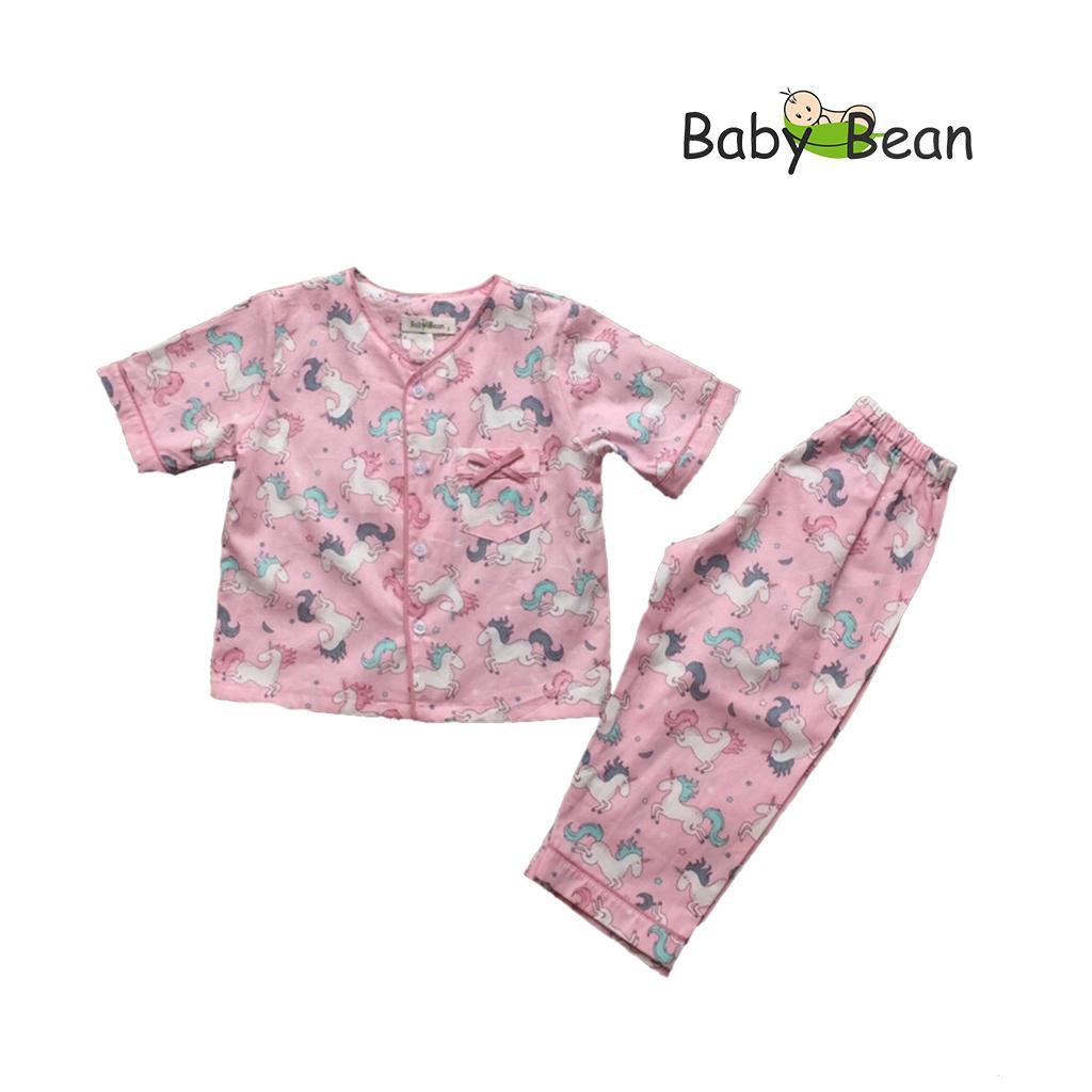 Đồ Bộ Pyjama cổ tim cho bé gái họa tiết cam Baby Bean