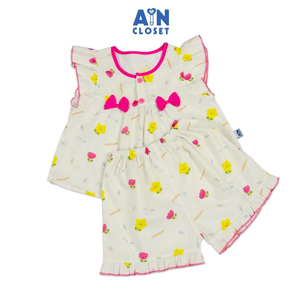Bộ quần áo Ngắn bé gái họa tiết Cây May Mắn Cotton - AICDBGNOGYW4 - AIN Closet