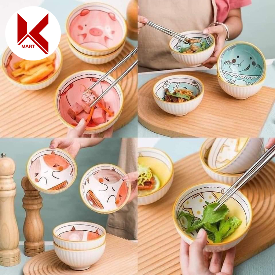 Bộ bát đũa bohemia cao cấp gồm 6 bát ăn cơm và 6 đôi đũa tre tự nhiên - K-Mart