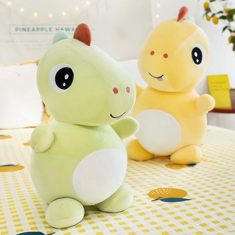 Gấu Bông Khủng Long Mắt Lồi Chibi Đứng Vây 7 Màu Dễ Thương Cho Bé (25cm---&gt;75cm) Vải Miniso Siêu Mềm Mịn, An Toàn (Tặng Kèm 1 Ví Da 12 Ngăn Đựng Thẻ ATM, CCCD)