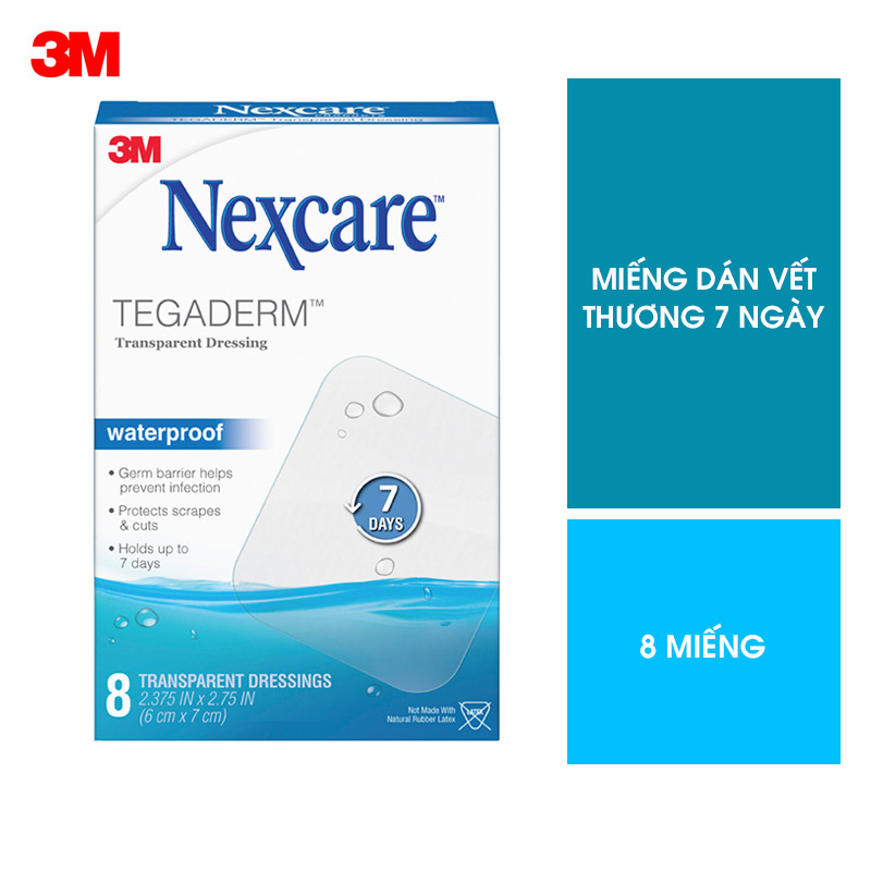 Hộp 8 miếng gạc vô trùng chống thấm nước trong suốt Nexcare 3M H1624, kích thước 60.3mm x 69.8mm