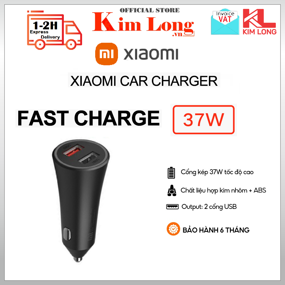 Sạc xe hơi Xiaomi sạc nhanh 2 cổng Usb 27W và 18W - Hàng chính hãng