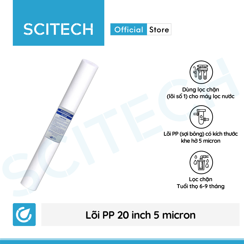 Bộ lõi số 1,2,3 Olsmo Pure 20 inch by Scitech - Dùng cho máy lọc nước RO, bộ lọc thô - Hàng chính hãng