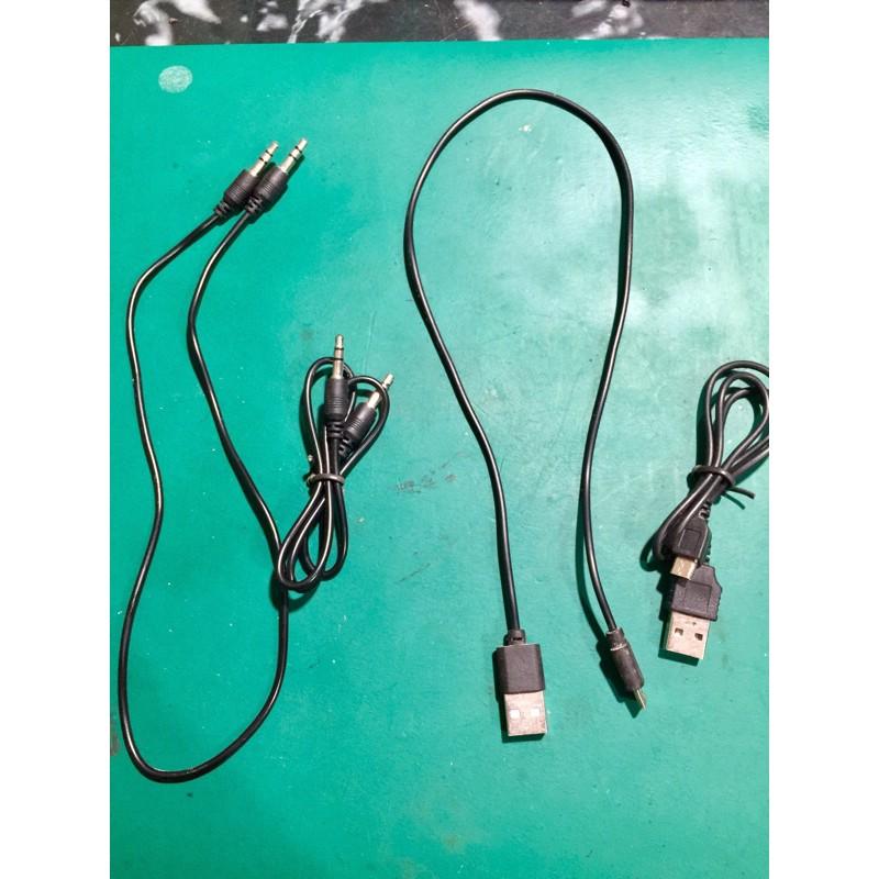 jack 3.5 sang 3.5 audio và cáp sạc ngắn micro usb