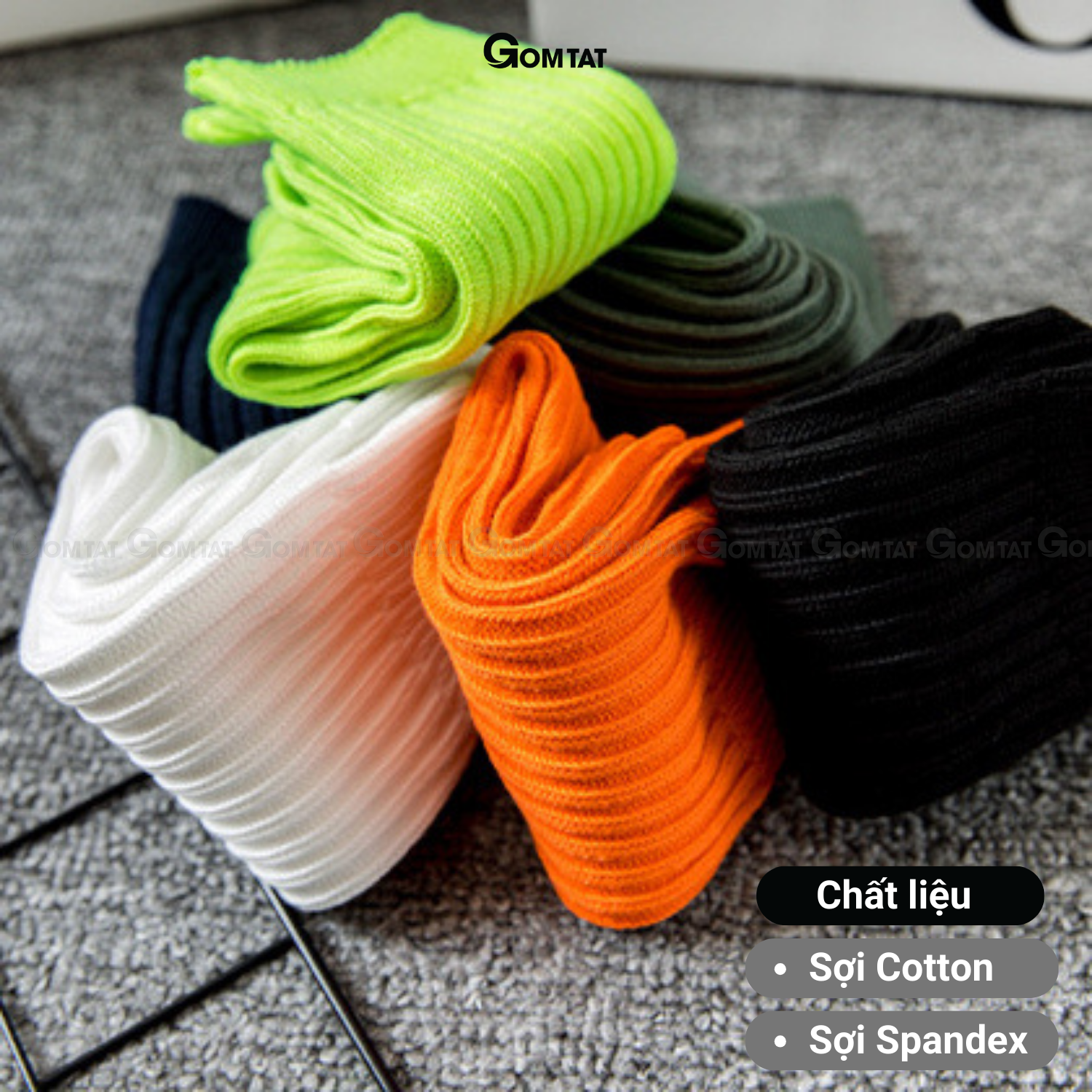 Tất nam nữ cổ cao trơn sọc gân chìm, vớ cổ cao unisex chất liệu cotton mềm mại, thoáng mát - CAOGANCHIM-UYE-7005-1DOI