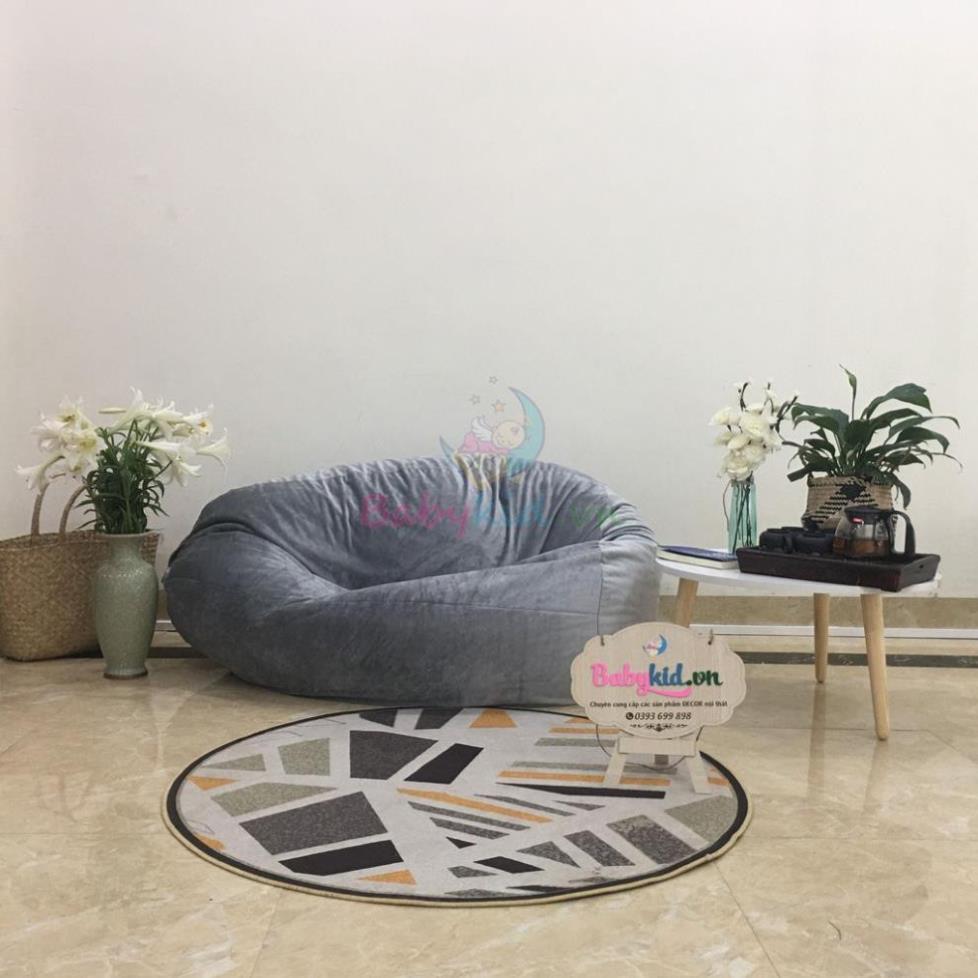 Ghế xốp dáng lê, size L. xám nhung đơn màu, có xốp
