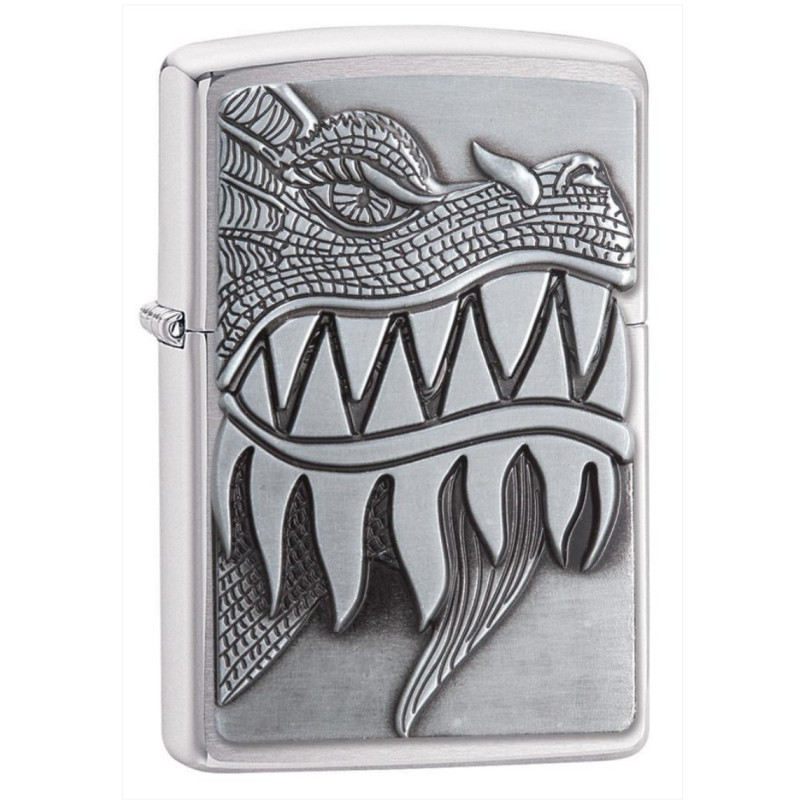 Bật Lửa Zippo Fire Breathing Dragon Emblem Brushed Chrome 28969