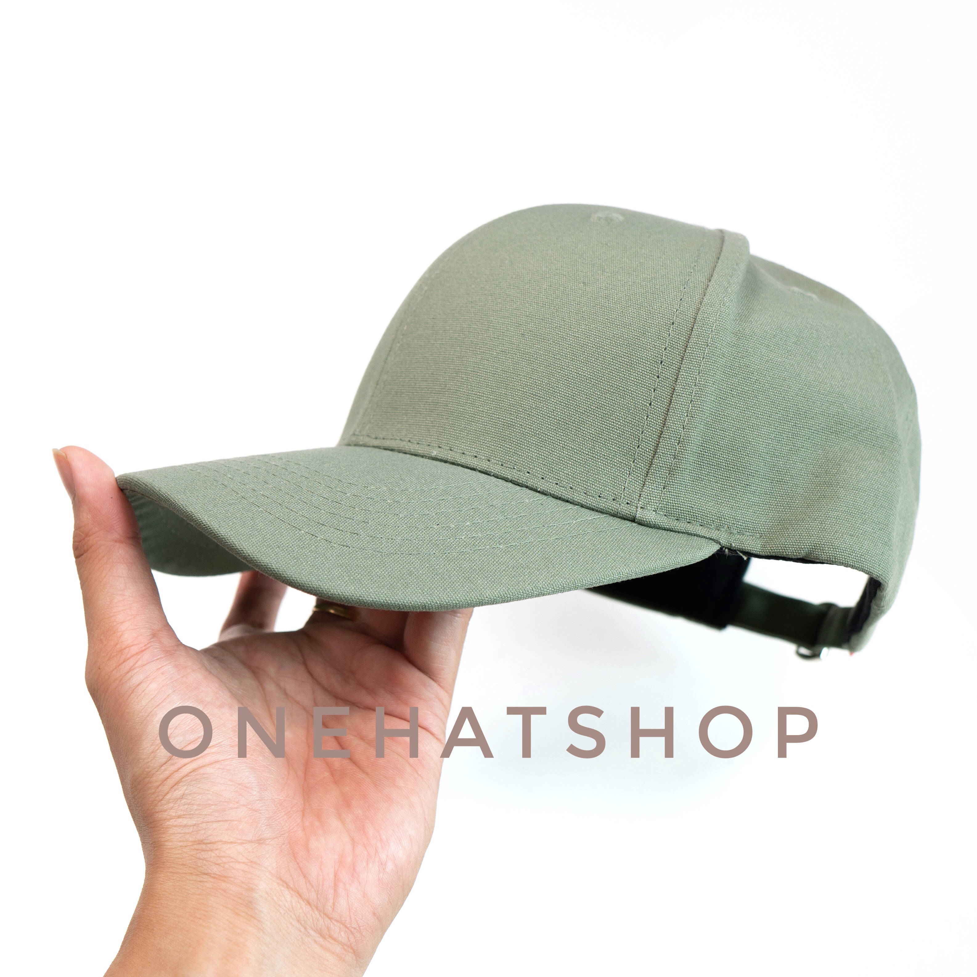 Nón kết trơn Xanh lá có wax rách ở vành nón -fom cứng baseball cap