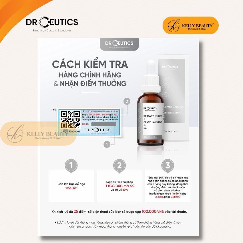 Serum Vitamin B9 DrCeutics - Giúp Làm Dịu, Phục Hồi, Săn Chắc Da; Cải Thiện Làn Da Nhạy Cảm | Kelly Beauty