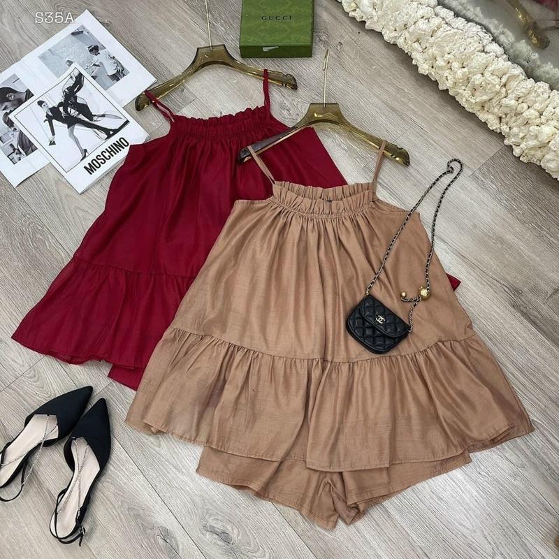 SET ÁO HAI DÂY CỔ YẾM KÈM QUẦN SHORT