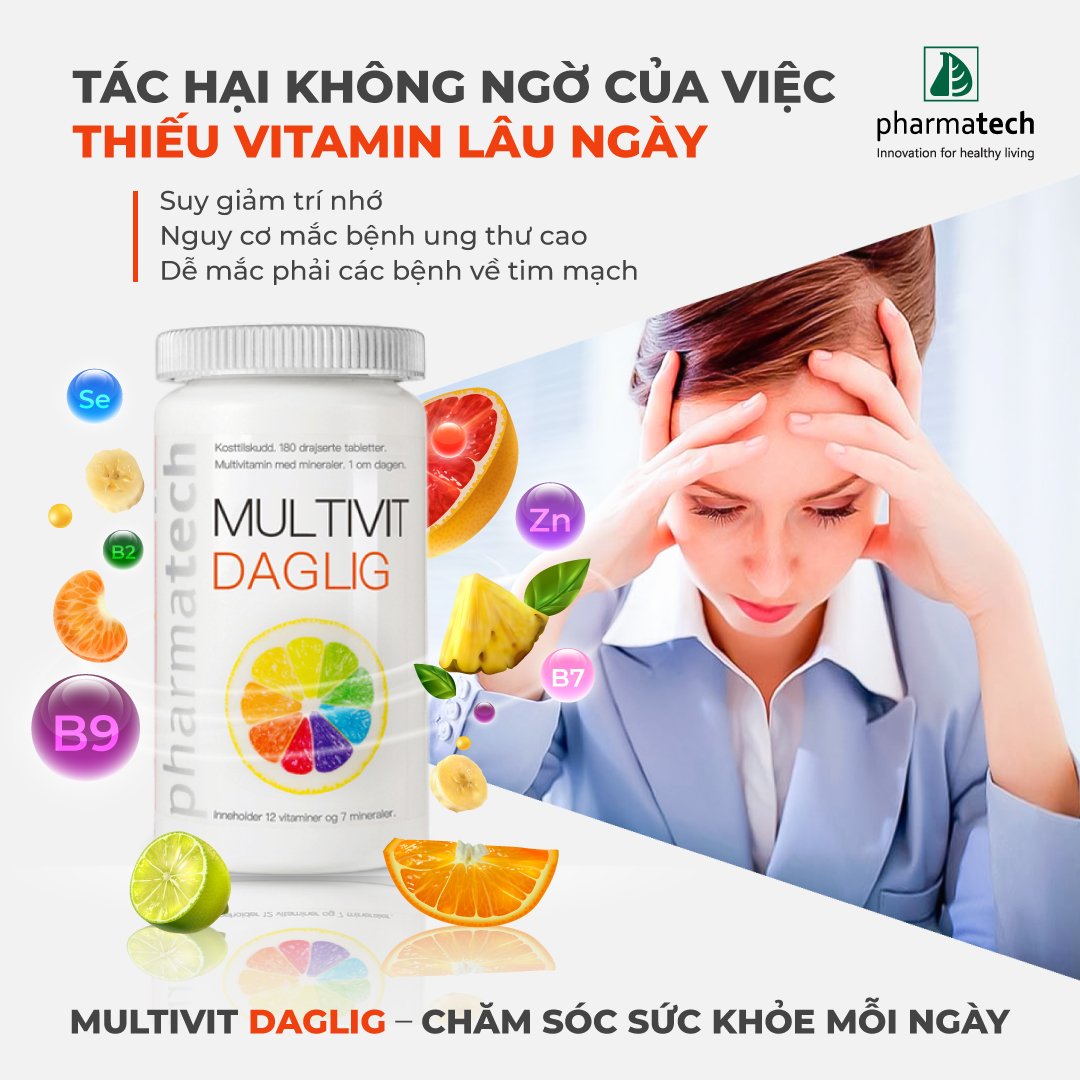 Combo 2 Hộp Viên Uống Bổ Sung Vitamin Và Khoáng Chất PHARMATECH MULTIVIT DAGLIG 180 Viên