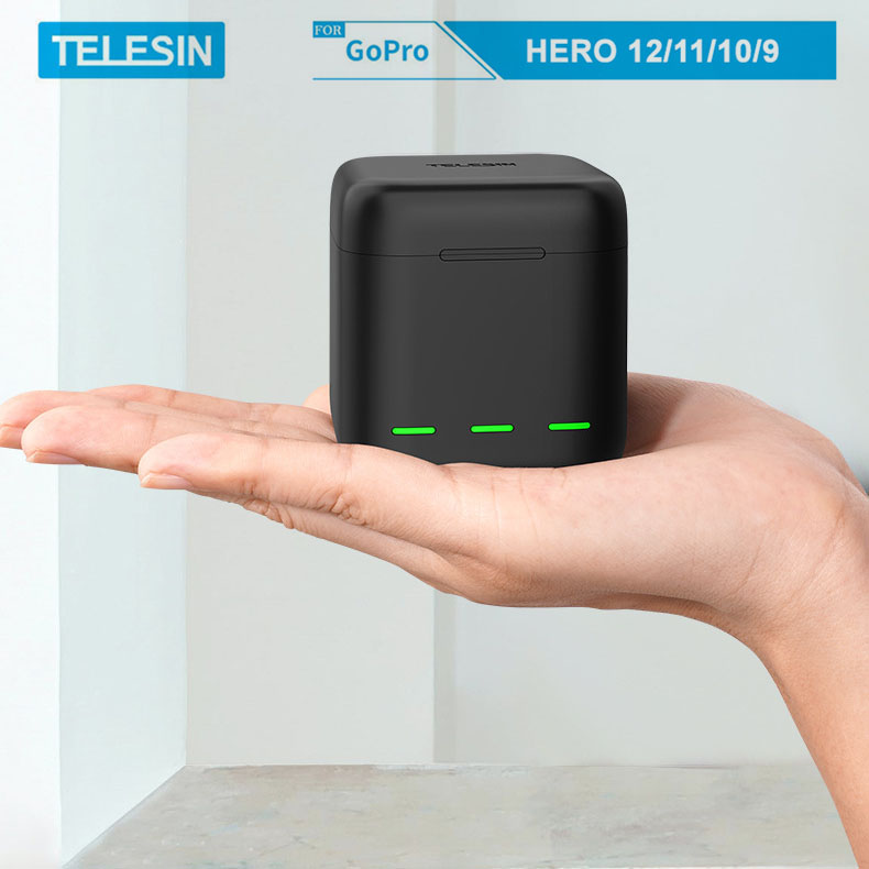 Sạc Telesin sạc 3 viên pin cùng lúc cho GoPro Hero 9, GoPro Hero 10, GoPro Hero 11, GoPro Hero 12 - (SG9-01)