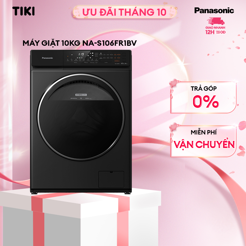 Máy Giặt Sấy Cửa Trước Panasonic 10 Kg giặt 6kg sấy NA-S106FR1BV - Diệt khuẩn đến 99.99% - Giặt sấy 2 trong 1- Hàng Chính Hãng - Giao Toàn Quốc