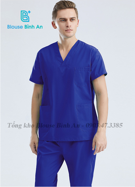 Bộ Blouse/Scrubs Xanh Dương/Xanh đoàn dành cho Y Tế - Spa Vải cotton lạnh hàn quốc cao cấp - Blouse Bình An