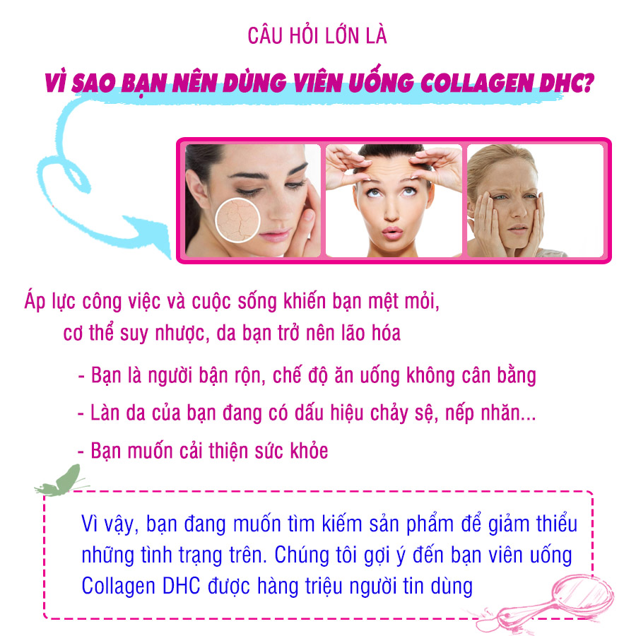 Viên uống collagen DHC Nhật Bản thực phẩm chức năng giúp chống lão hoá da, tăng khả năng đàn hồi, hỗ trợ xương khớp 30 ngày JN-DHC-COL