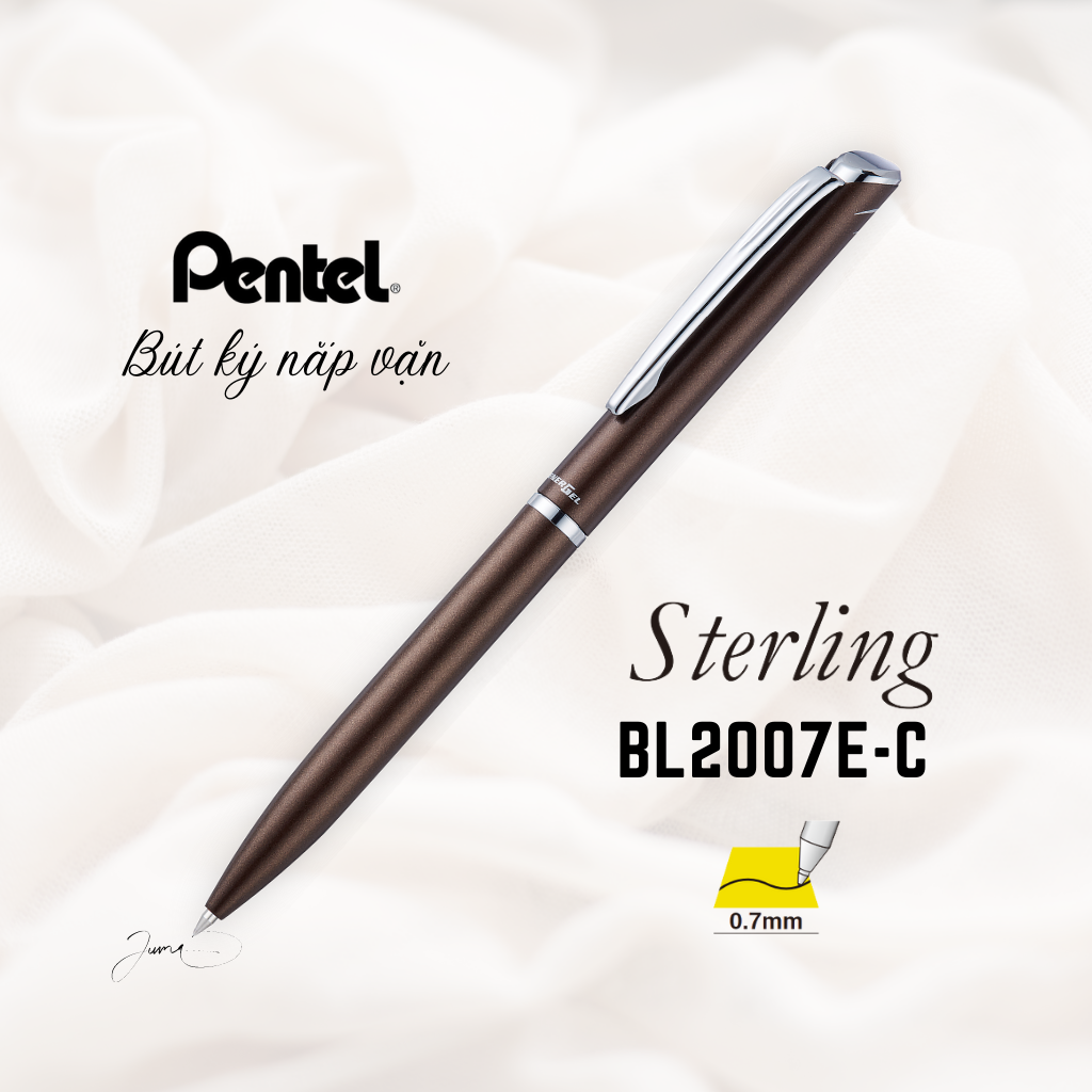 Set Bút Ký Cao Cấp Pentel BL2007 Ngòi 0.7mm Mực Xanh Mới Có Gác Bút Sang Trọng | Thiết Kế Bút Nắp Vặn Thanh Lịch