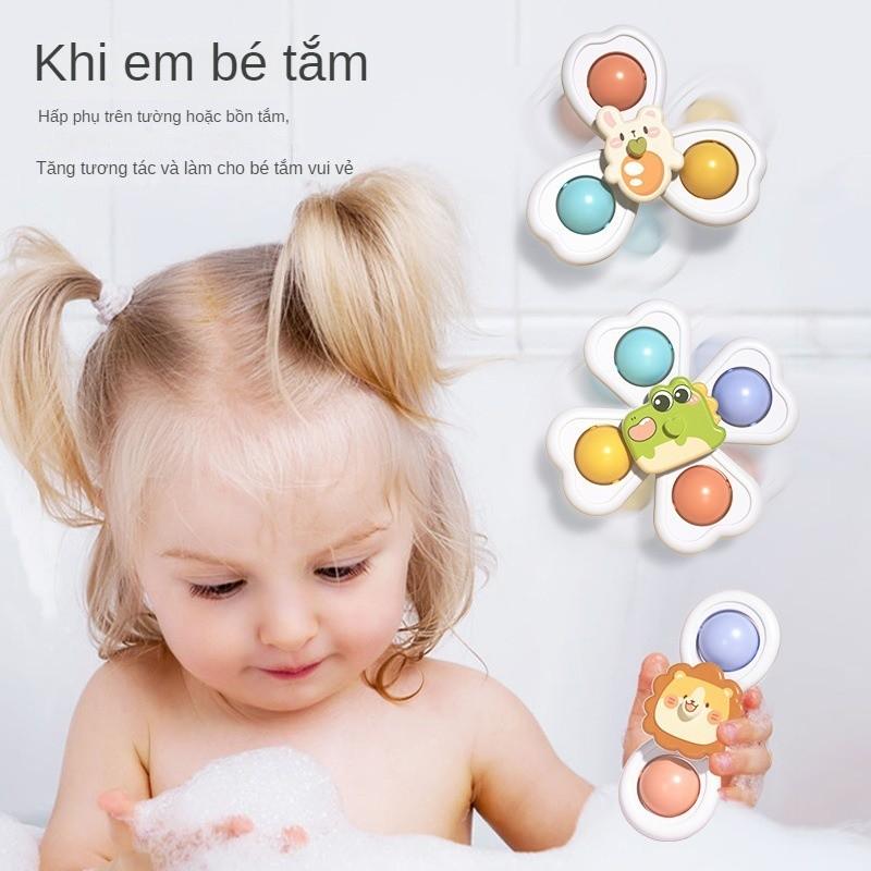 Set 3 Con Quay Spinner Dán Tường Hít Chân Có Thể Xếp Chồng Màu Sắc Tươi Sáng Hình Ngộ Nghĩnh Cho Bé