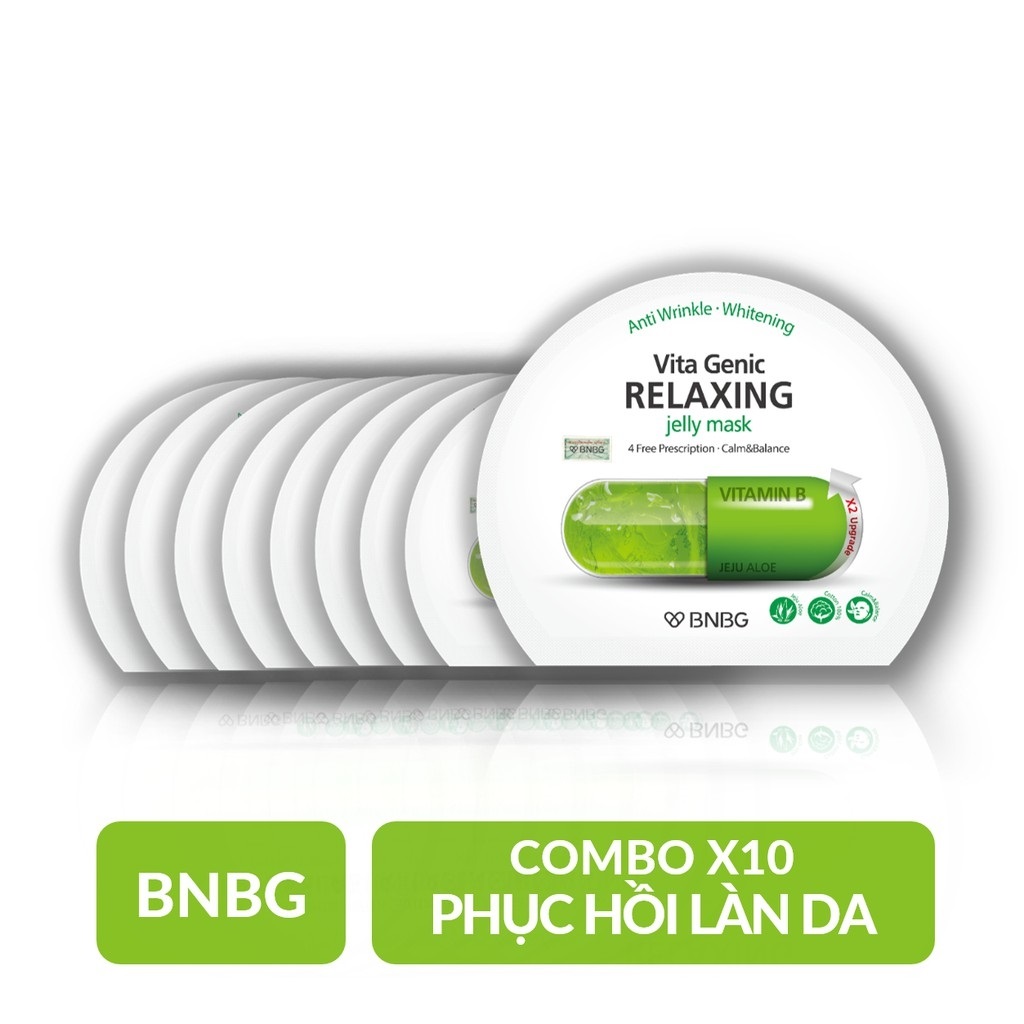 Combo 10 Mặt nạ dưỡng da giúp thư giãn và phục hồi làn da mệt mỏi BNBG Vita Genic Relaxing Jelly Mask (Vitamin B) 30ml x10