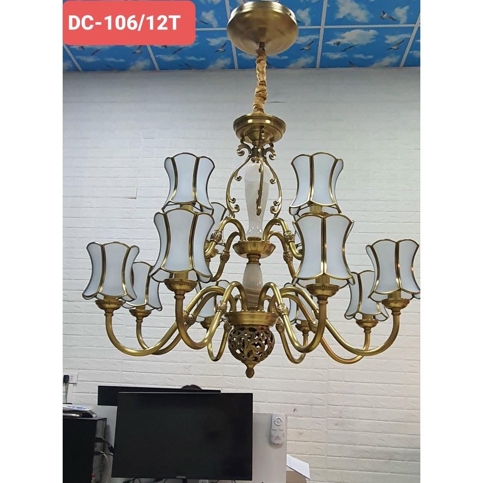 Đèn chùm đồng bắc âu DOTHANH LIGHT dc106, 2 tầng 12 tay chao phong cách tân cổ điển DCN
