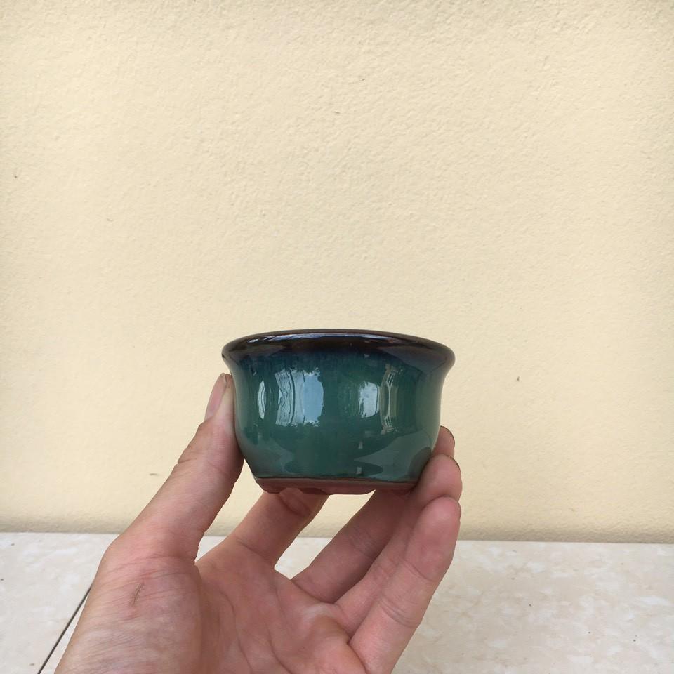 Chậu bonsai tròn mini men hỏa biến gốm Bát tràng 1 size BM-18