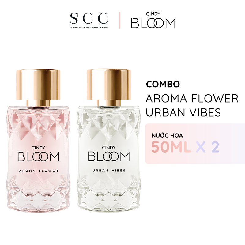 Combo Nước hoa cho nữ Cindy Bloom Aroma Flower ngọt ngào nữ tính + Urban Vibes tự tin cuốn hút 50ml/chai chính hãng