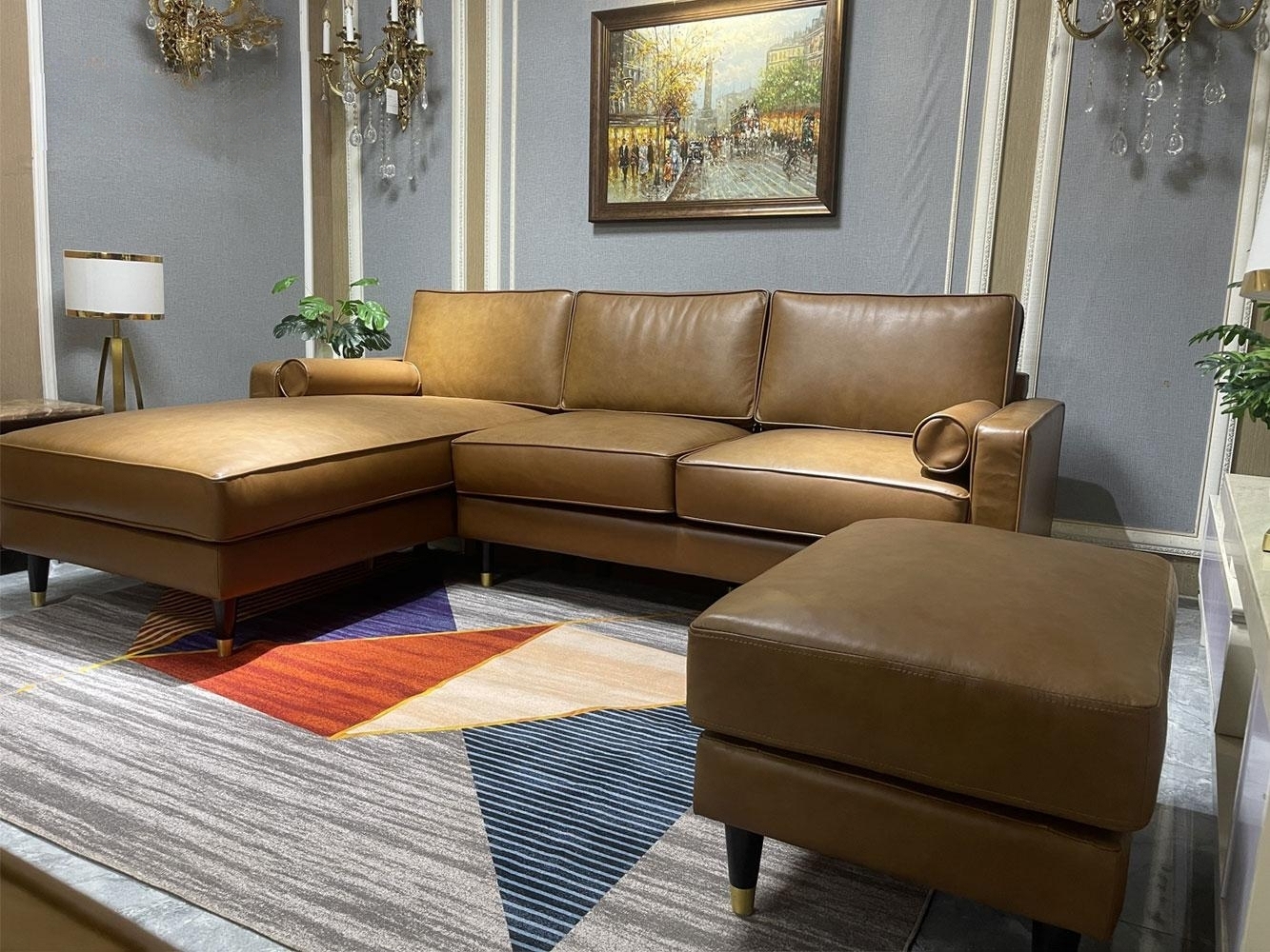 Sofa băng da bò Italy Juno sofa màu vàng SFBCT14 2m1 hàng cao cấp chuẩn da bò nhập khẩu Ý