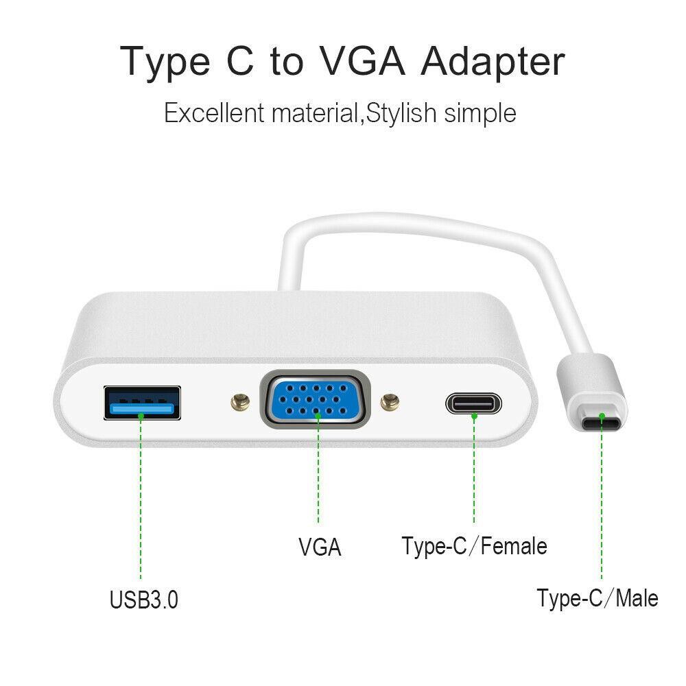Cáp Chuyển Đổi Từ USB-C TypeC Sang USB 3.0 VGA-Chiếu hình ảnh từ điện thoại