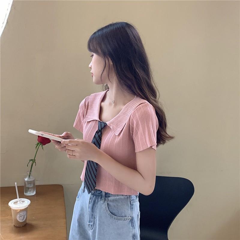 Áo croptop kiểu ngắn tay Hàn Quốc C04 - Maoshop