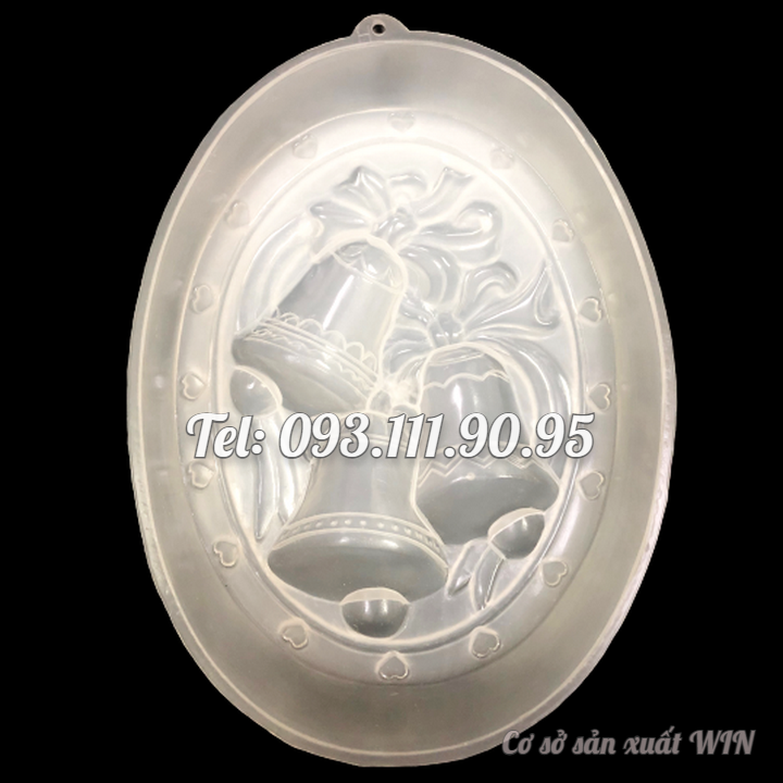 Khuôn rau câu sinh nhật, cưới hỏi 3 cái chuông – Khuôn hình Oval loại 20 cm - Mã số 1403