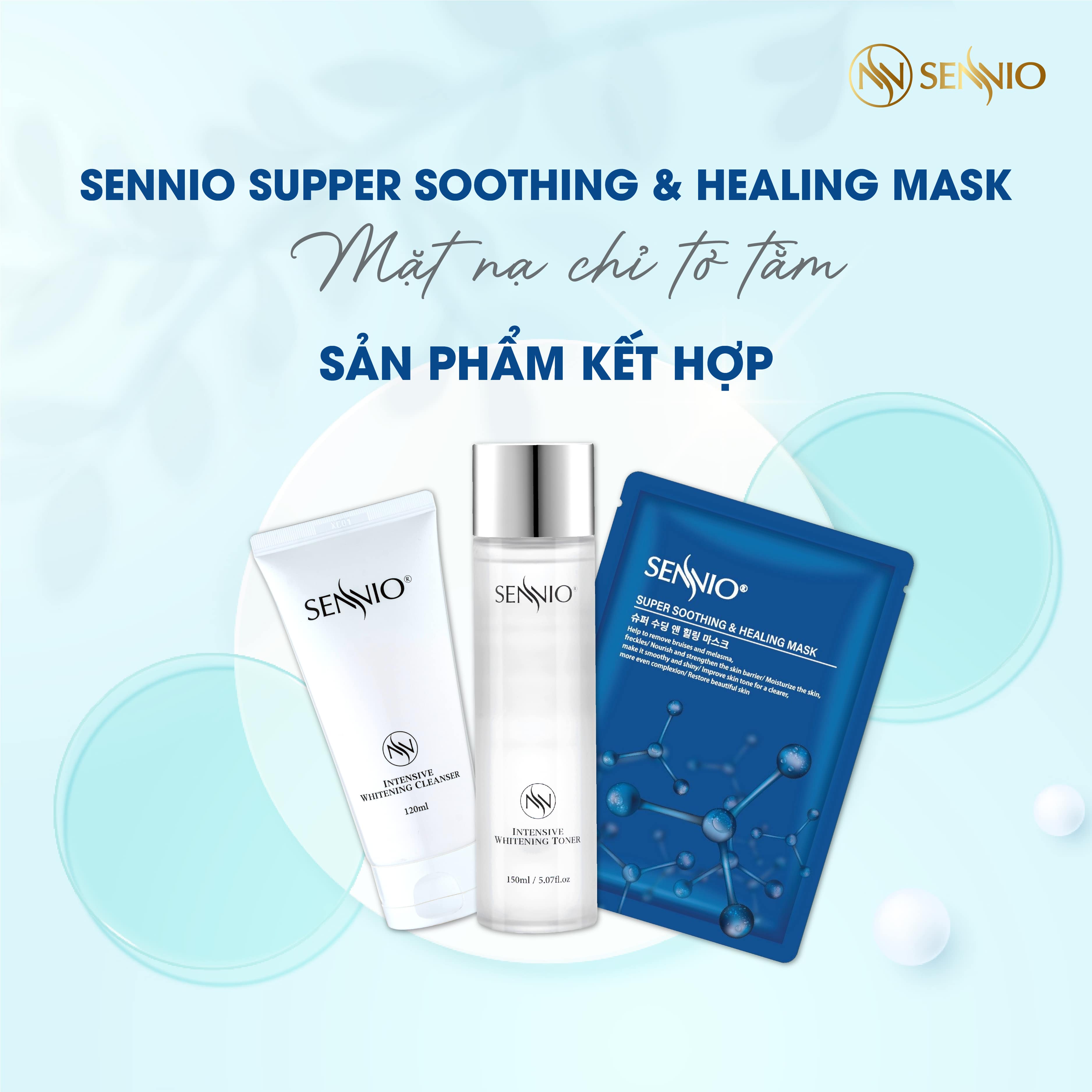 Mặt nạ giấy dưỡng trắng da Sennio Super Soothing &amp; Healing Mask dưỡng ẩm, phục hồi da 23 ml SNO 822