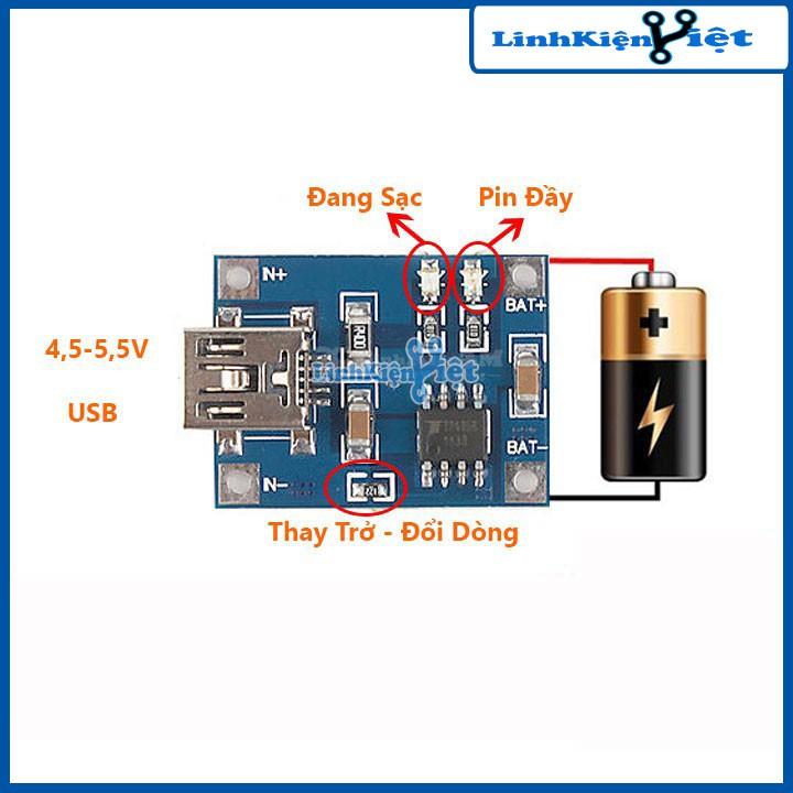 MODULE Sạc Pin TP4056 1A Micro Type-C - IC Bảo Vệ Quá Dòng - Quá Áp