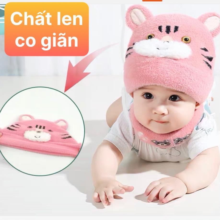 Bộ khăn mũ len lông thỏ, set 2 chi tiết khăn + mũ cho bé yêu - HOT