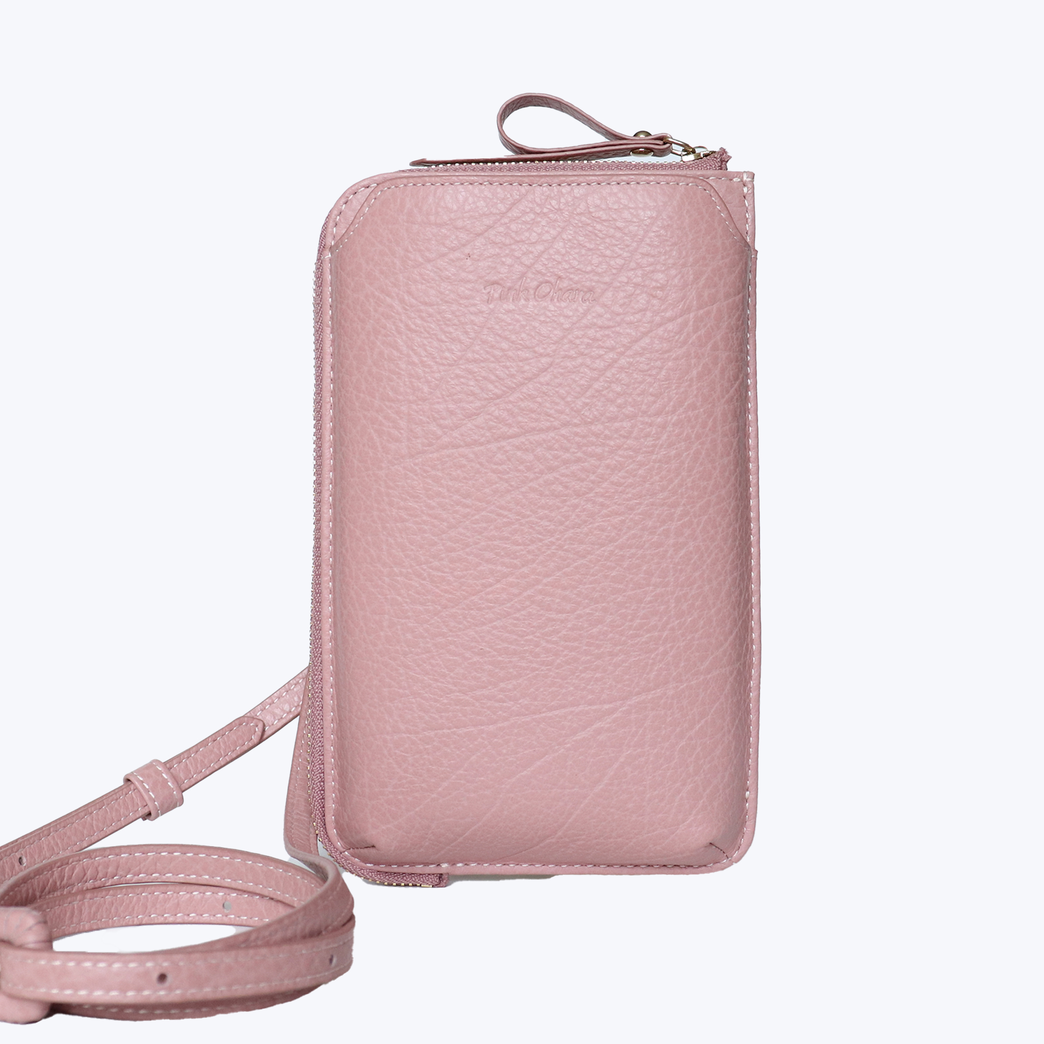 Túi đeo chéo đựng điện thoại da bò thật Pink Ohara