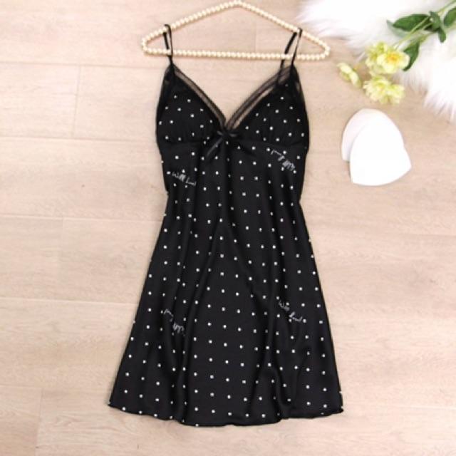 Sx 643 váy ngủ lụa satin-đầm ngủ cao cấp kèm mút ngực -RainyShop